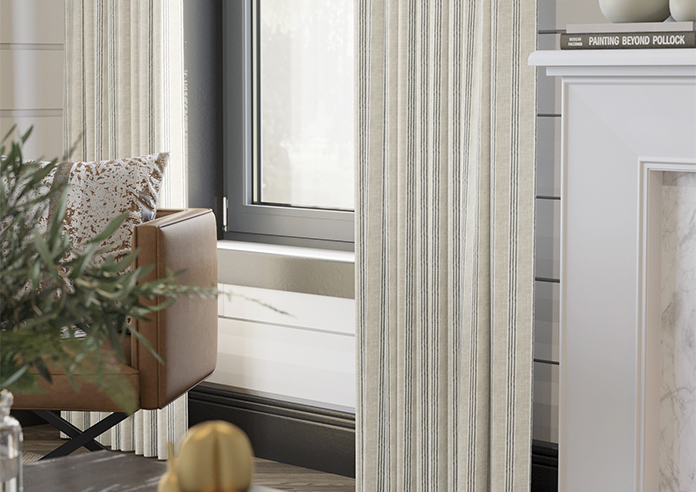 Emily Bond George Stripe Print, Charcoal - Made to Measure Curtains - Image 5